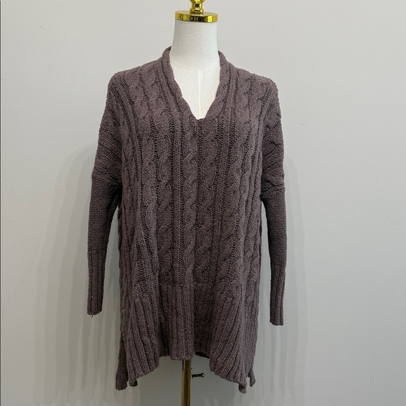 Free People Size XS Easy Cable Brown V-Neck Sweater - Picture 4 of 14